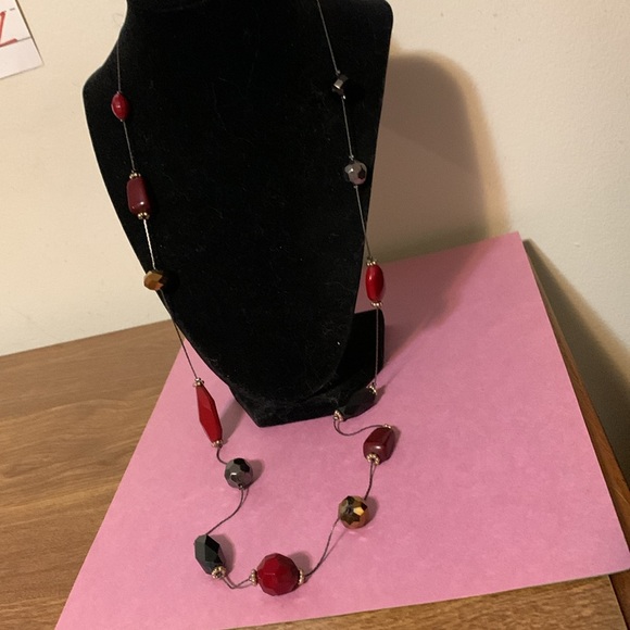 Beautiful red and black necklace, 34” - Picture 2 of 5